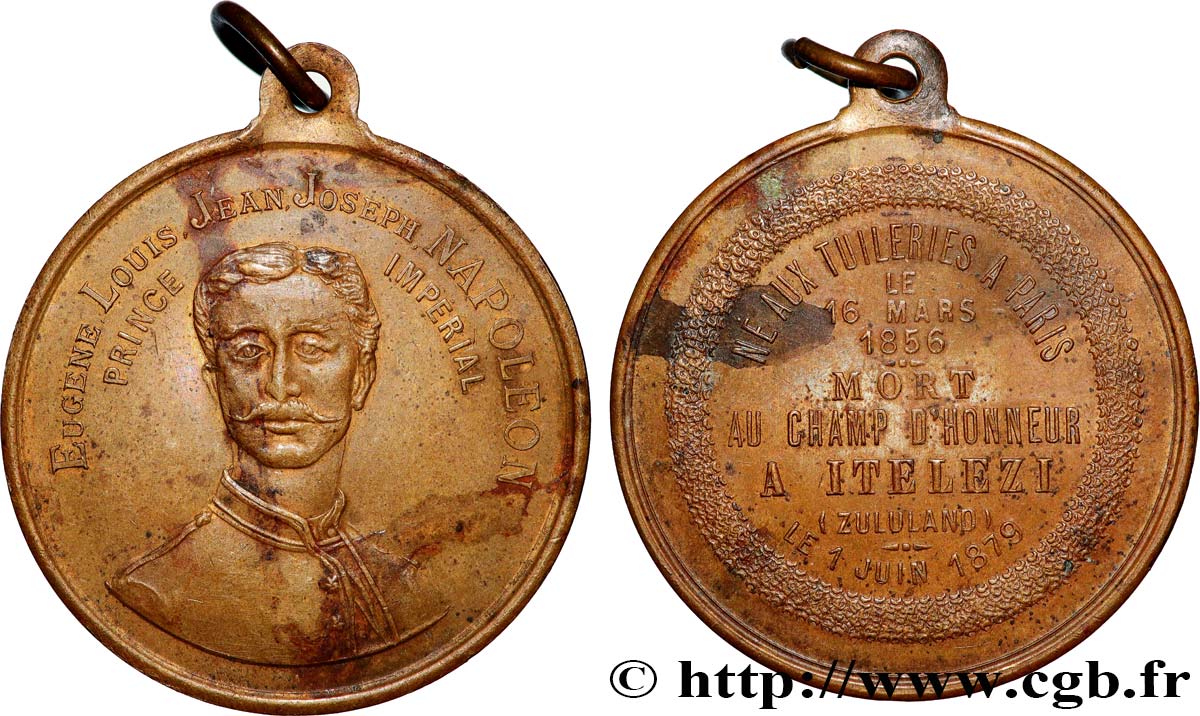 III REPUBLIC Médaille, Eugène Louis Jean Joseph Napoléon mort au champ d’honneur XF