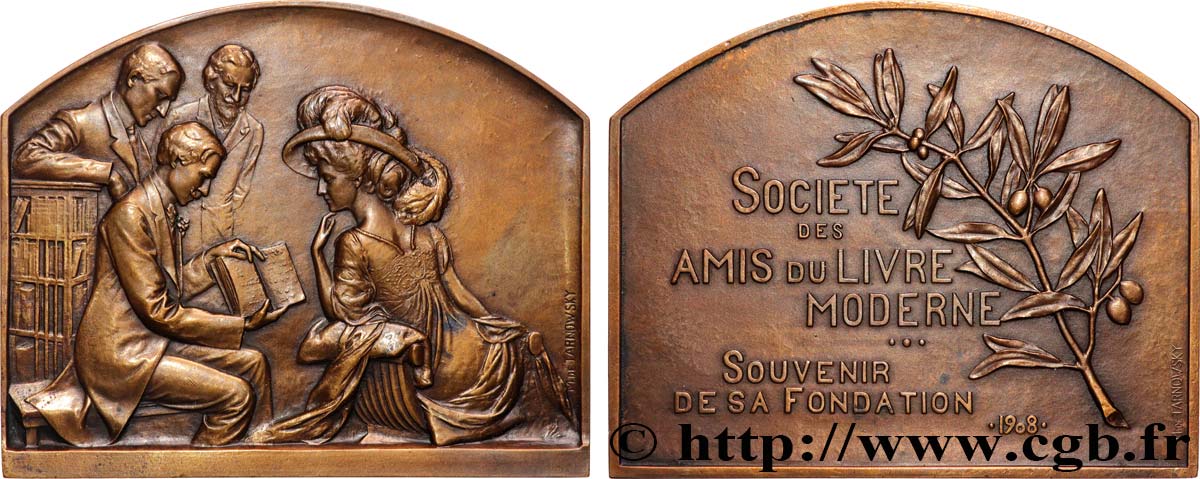 TROISIÈME RÉPUBLIQUE Plaquette, Société des amis du livre moderne, Souvenir de fondation TTB+/SUP