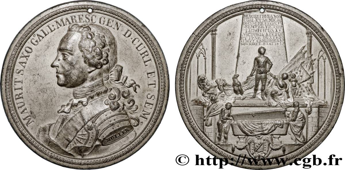 LOUIS XV DIT LE BIEN AIMÉ Médaille du mausolée du Maréchal Maurice de Saxe BB