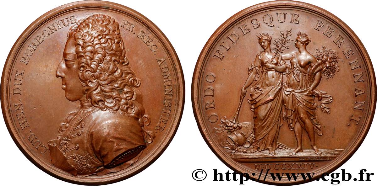 LOUIS XV DIT LE BIEN AIMÉ Médaille, Louis Henri, duc de Bourbon q.SPL