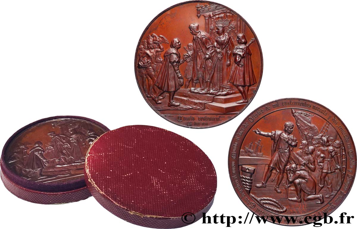 ÉTATS-UNIS D AMÉRIQUE Médaille, Christophe Colomb, quatrième centenaire de la découverte des Amériques SUP