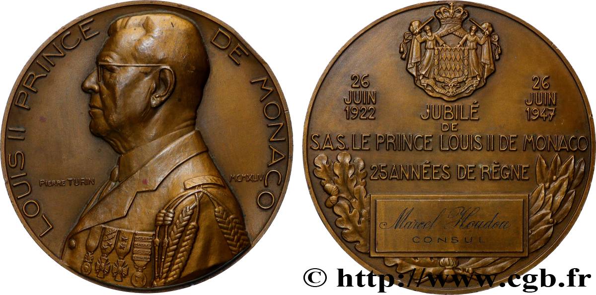 MONACO Médaille, Jubilé de Louis II, Prince de Monaco TTB+