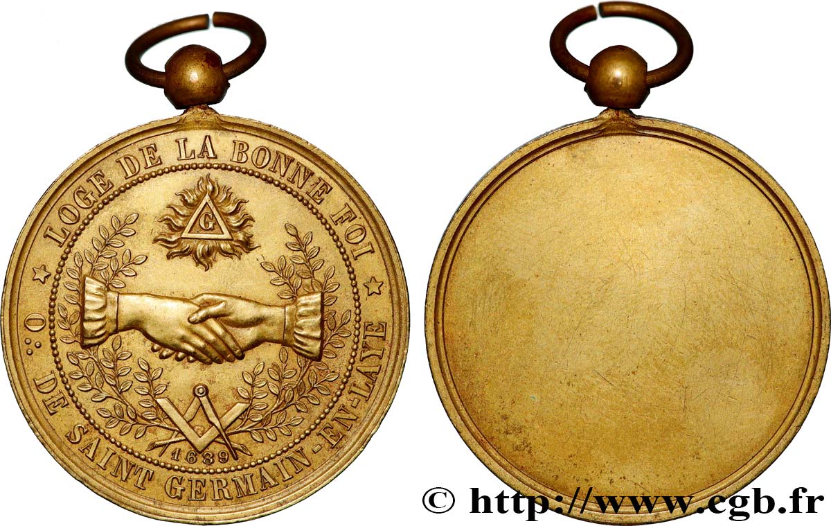 FREEMASONRY Médaille, La Bonne foi, Orient de Saint-Germain-en-Laye AU/AU