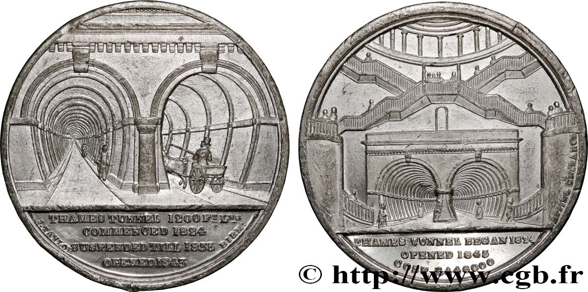 GRAN BRETAÑA - VICTORIA Médaille, Ouverture du Tunnel de la Tamise MBC+