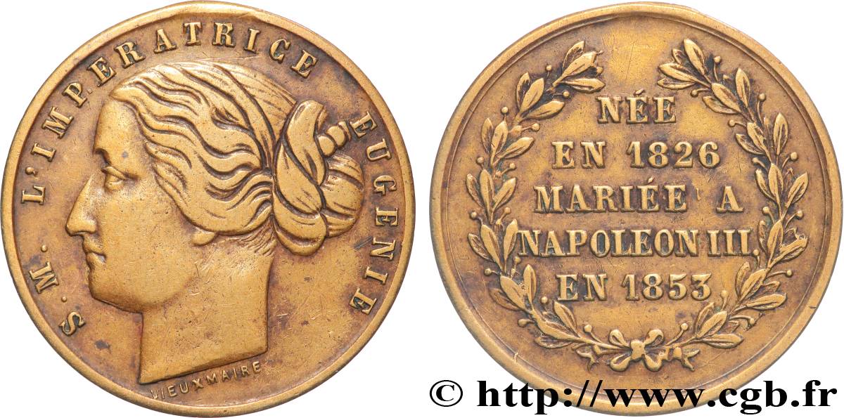 SECOND EMPIRE Médaillette, Eugénie impératrice TTB