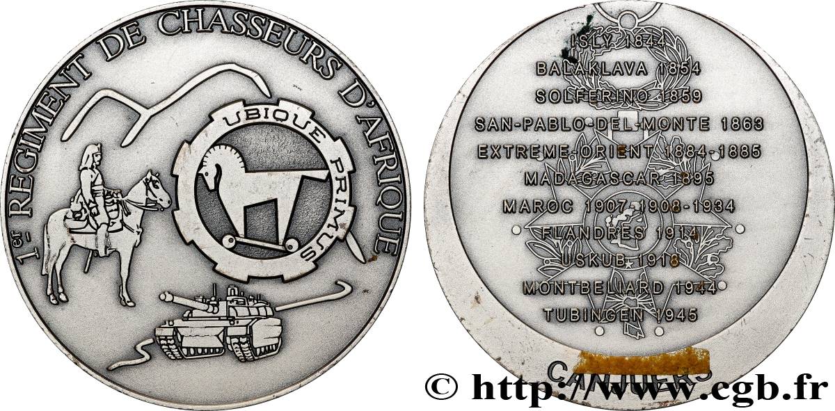 QUINTA REPUBBLICA FRANCESE Médaille, Premier régiment de chasseurs d’Afrique q.SPL