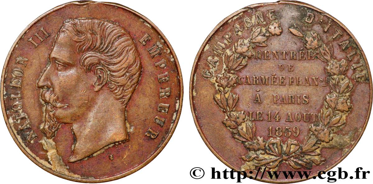 SECOND EMPIRE Médaille, Campagne d’Italie, Rentrée de l’armée Française à Paris TTB