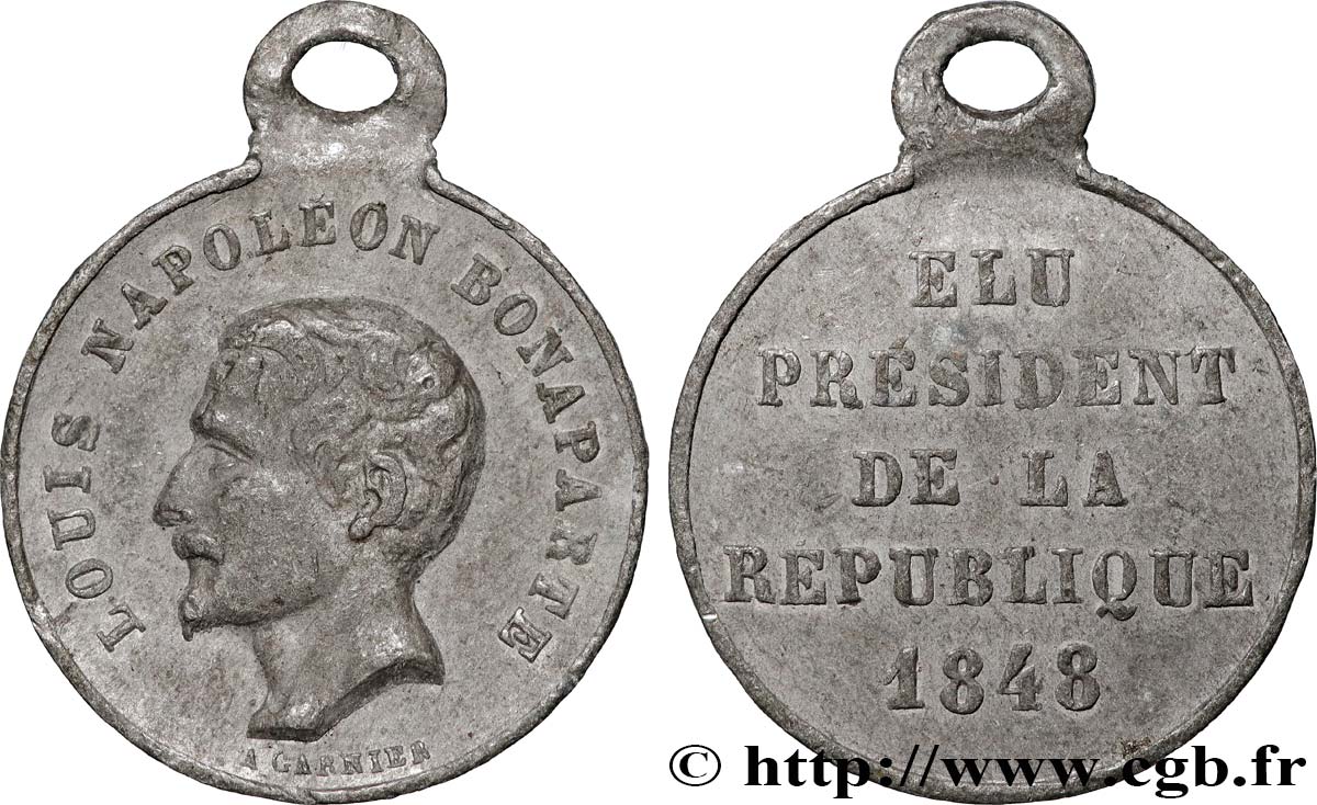 DEUXIÈME RÉPUBLIQUE Médaillette, Élection du président Louis Napoléon Bonaparte TTB