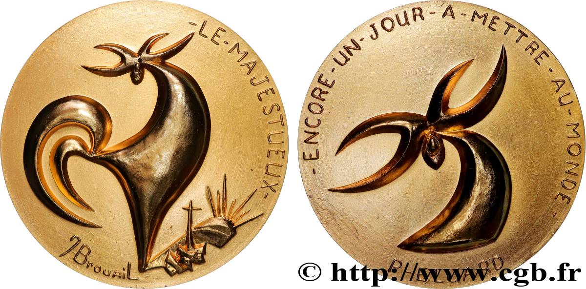 QUINTA REPUBLICA FRANCESA Médaille, Le majestueux, Paul Eluard EBC