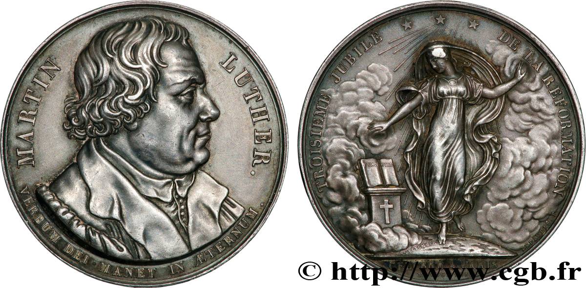 LUDWIG XVIII Médaille, Martin Luther, Troisième jubilé de la réformation fVZ