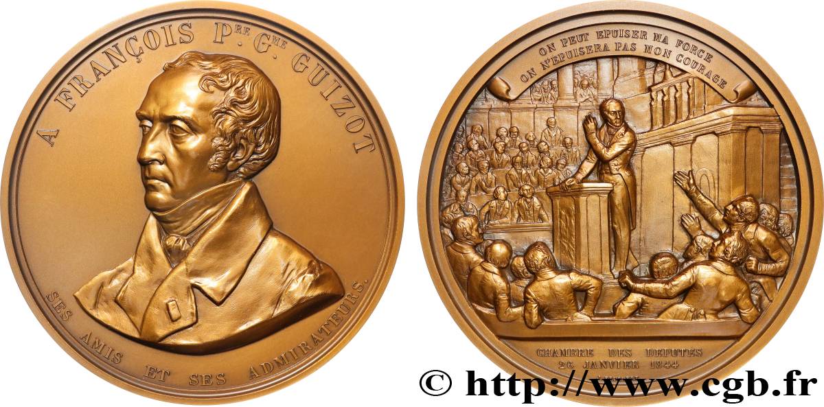 LOUIS-PHILIPPE I Médaille, François Pierre Guillaume Guizot, refrappe AU