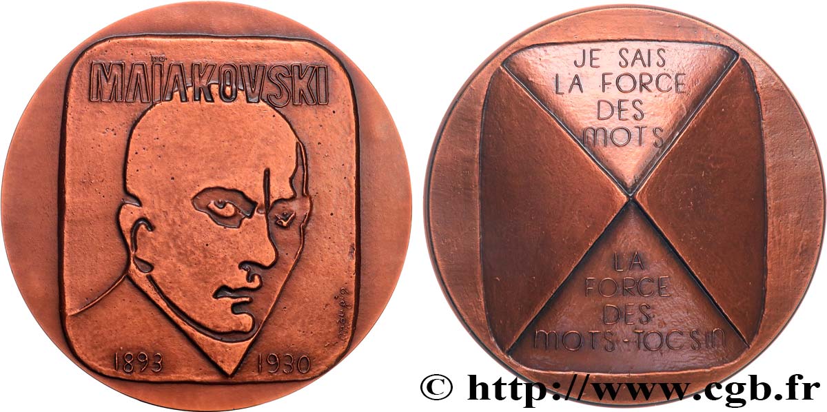 LITERATURE : WRITERS - POETS Médaille, Vladimir Maïakovski AU