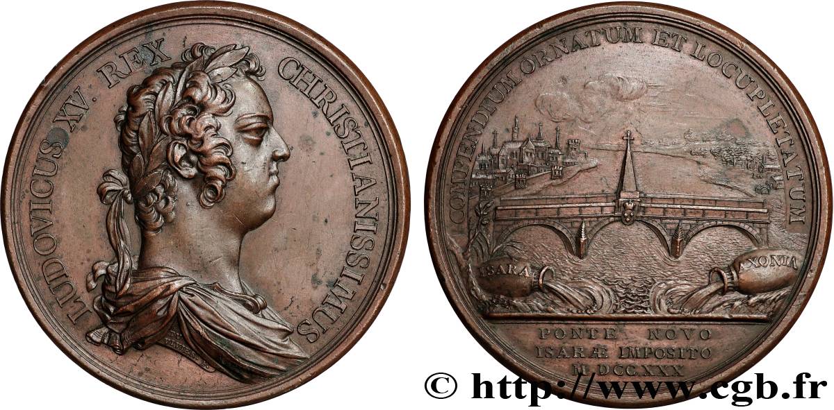 LOUIS XV DIT LE BIEN AIMÉ Médaille, Construction du Pont de Compiègne TTB