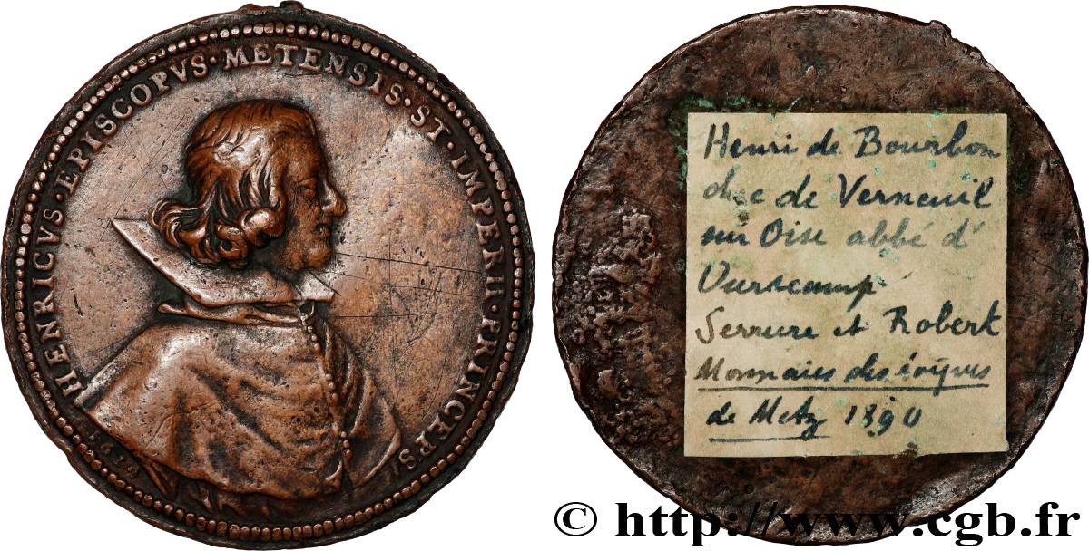 LOUIS XIII  Fonte uniface, Henri de Bourbon, duc de Verneuil XF