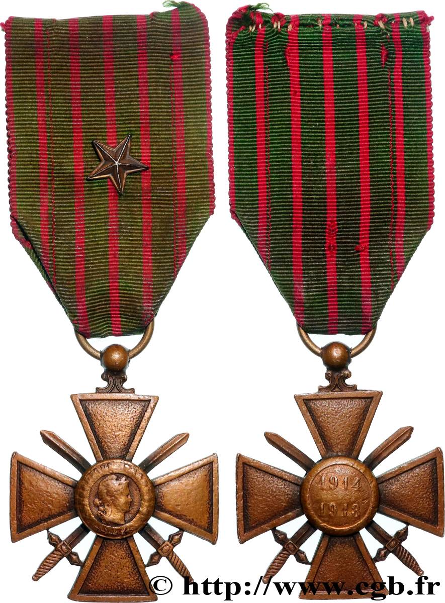 III REPUBLIC Croix de guerre, 1914-1918 VF