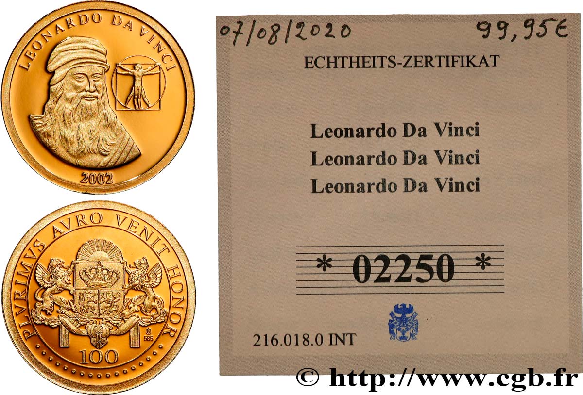 ARTISTS : ENGRAVORS, PAINTERS, SCULPTORS, DESIGNERS Médaille, Léonard de Vinci Proof set