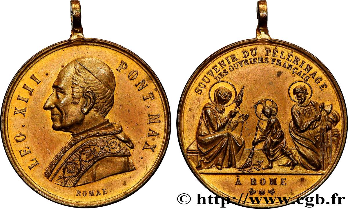 ITALIE - ÉTATS DE L ÉGLISE - LÉON XIII (Vincenzo Gioacchino Pecci) Médaille, Souvenir du pèlerinage des ouvriers français MBC