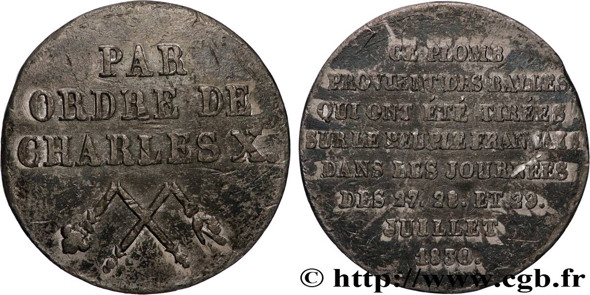 LOUIS-PHILIPPE - LES TROIS GLORIEUSES / THE THREE GLORIOUS DAYS Médaille politique commémorant les journées de juillet 1830 XF