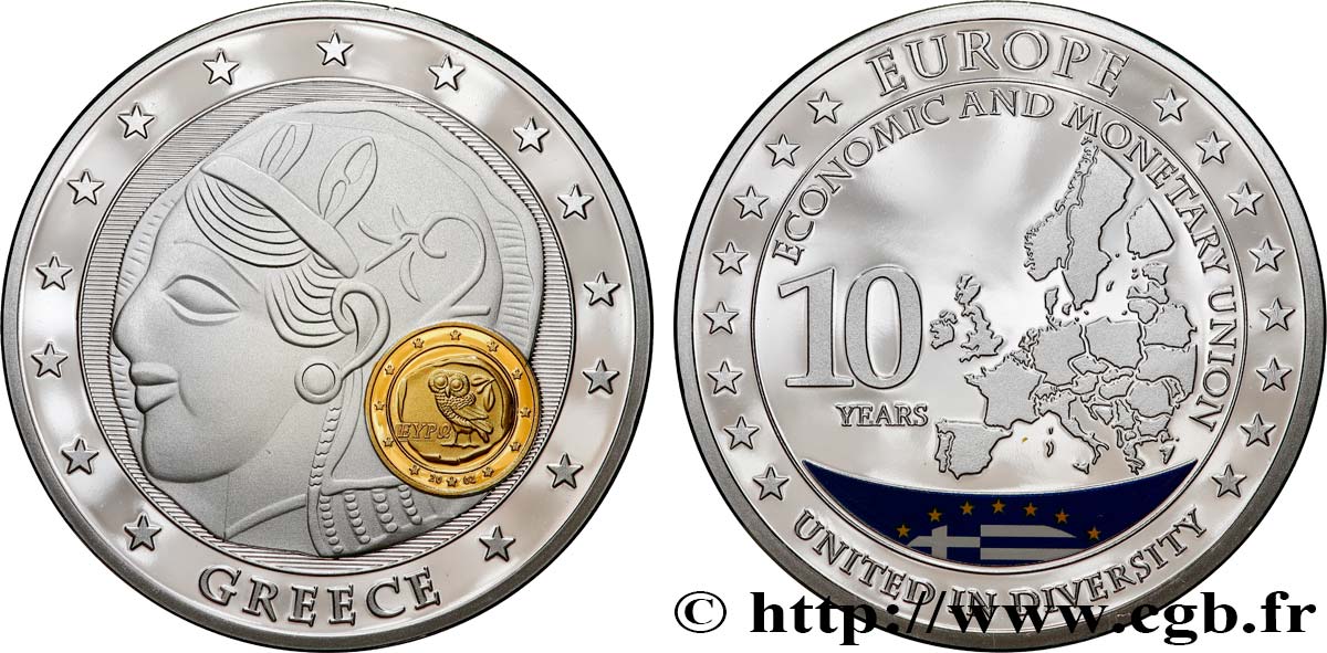 EUROPA Médaille, 10 ans d’Union monétaire, Grèce Proof set