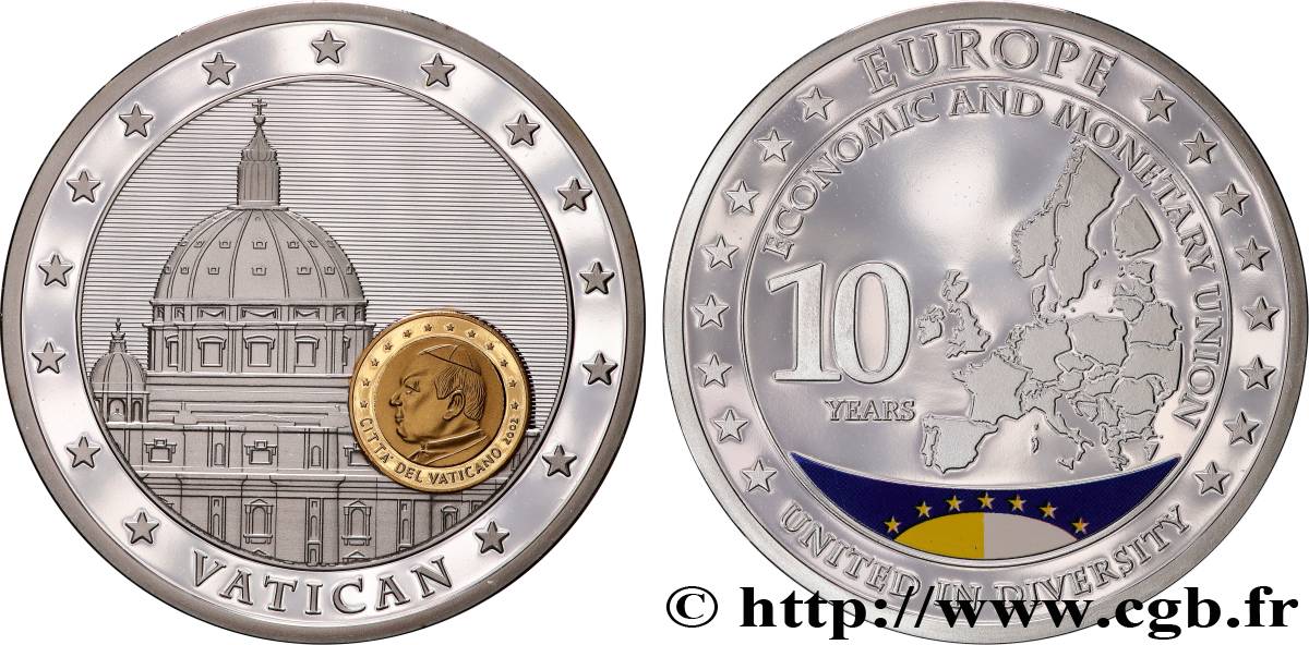 EUROPA Médaille, 10 ans d’Union monétaire, Vatican Proof set