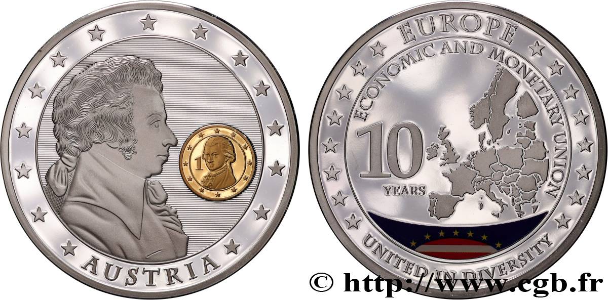 EUROPA Médaille, 10 ans d’Union monétaire, Autriche Proof set