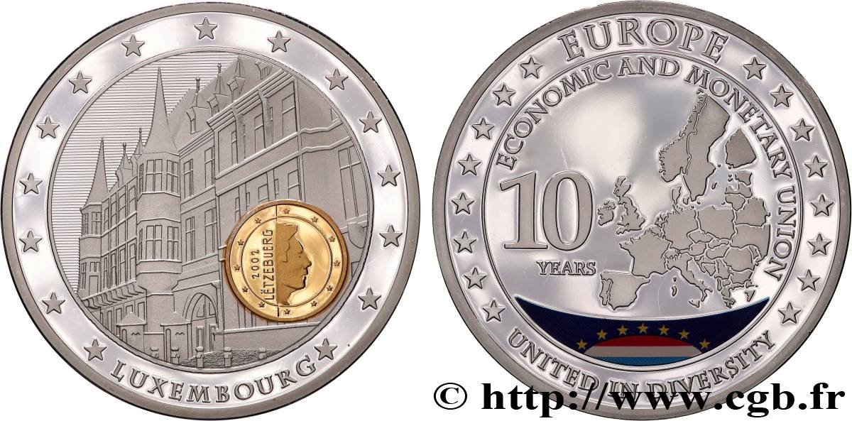 EUROPA Médaille, 10 ans d’Union monétaire, Luxembourg Polierte Platte