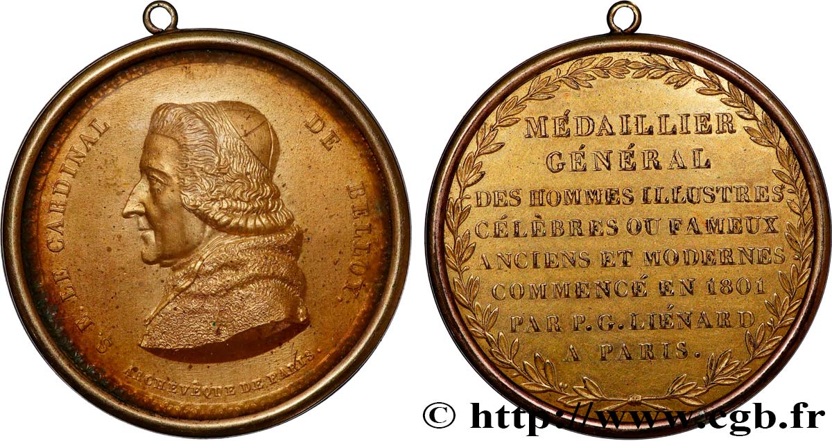 MÉDAILLIER GÉNÉRAL DES HOMMES ILLUSTRES, CÉLÈBRES OU FAMEUX, ANCIENS ET MODERNES Médaille, Cardinal Jean-Baptiste de Belloy VZ/fVZ