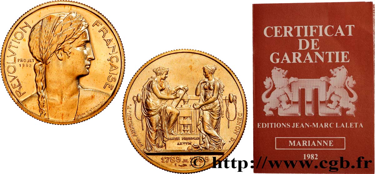 V REPUBLIC Médaille, Bicentenaire de la Révolution Française, Frappe de la Monnaie AU