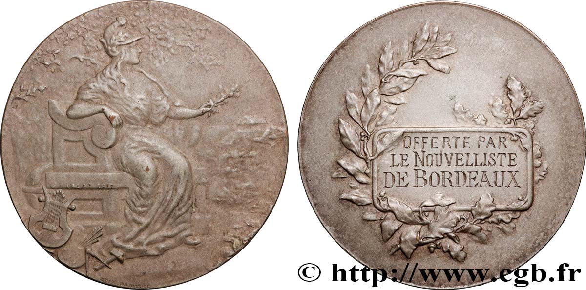 TROISIÈME RÉPUBLIQUE Médaille, Offerte par le Nouvelliste de Bordeaux TTB+