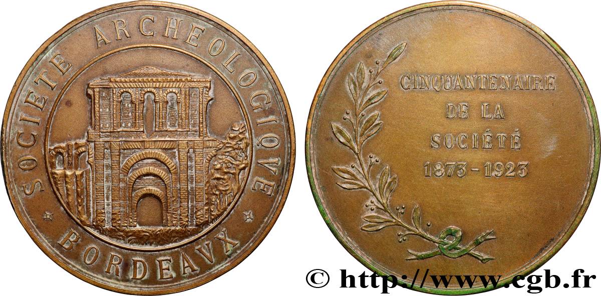 III REPUBLIC Médaille, Cinquantenaire de la Société archéologique de Bordeaux XF