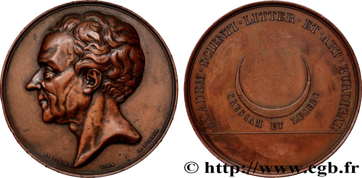 SECOND EMPIRE Médaille, Charles de Secondat, Montesquieu, Prix de l’Académie scientifique, littéraire et artistique TTB