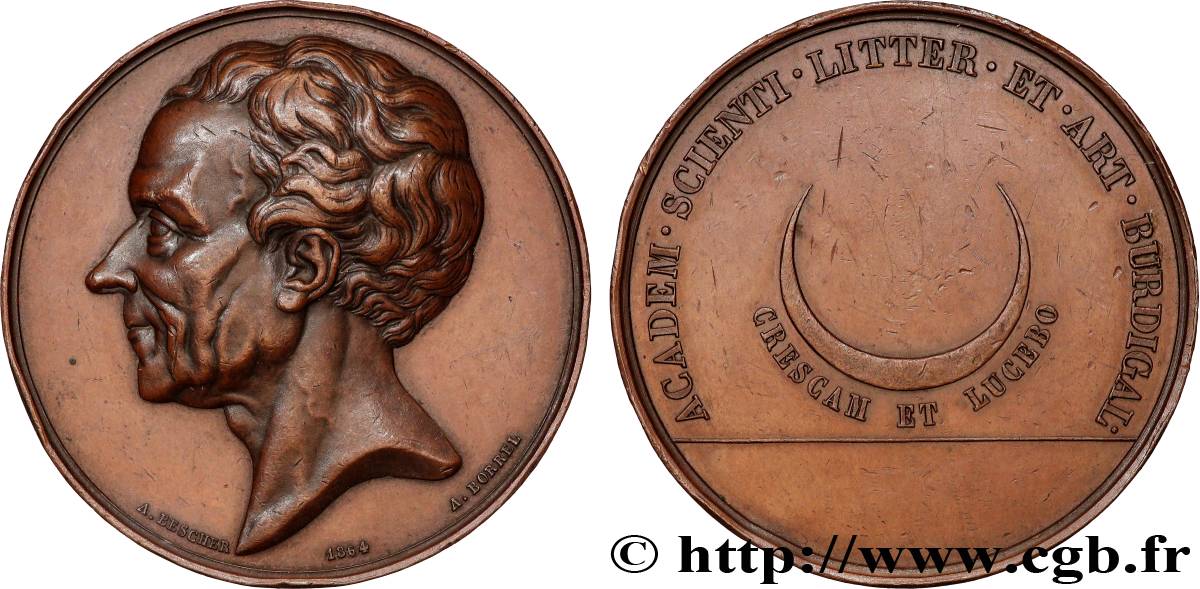 SECONDO IMPERO FRANCESE Médaille, Charles de Secondat, Montesquieu, Prix de l’Académie scientifique, littéraire et artistique BB