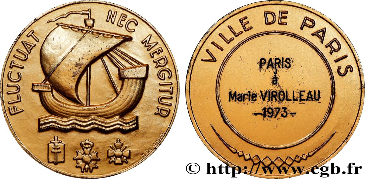 QUINTA REPUBBLICA FRANCESE Médaille de la Ville de Paris, Fluctuac Nec Mergitur q.SPL