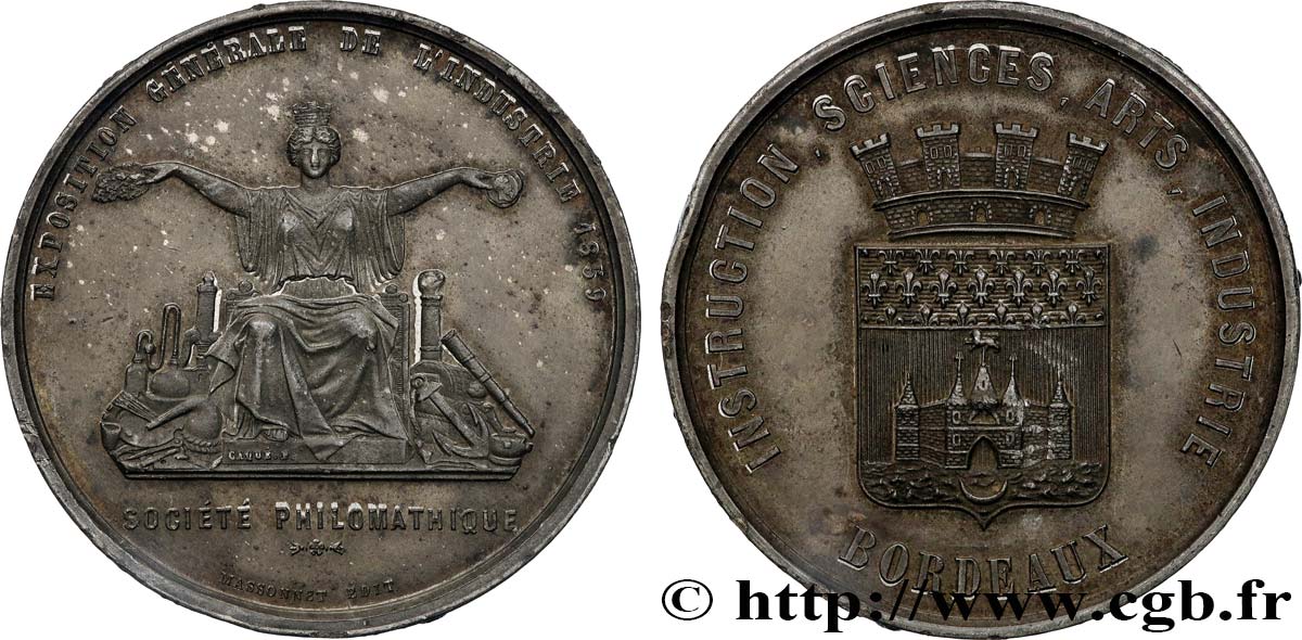 SECOND EMPIRE Médaille, Exposition générale de l’industrie, Société philomathique XF