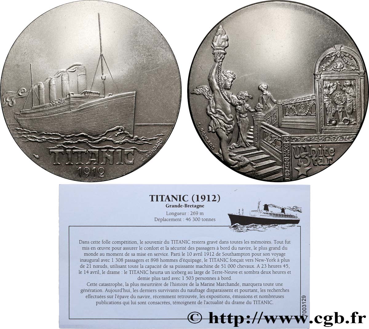 SEA AND NAVY : SHIPS AND BOATS Médaille, Paquebot Titanic MS