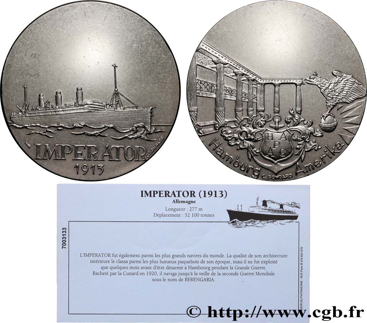 SEA AND NAVY : SHIPS AND BOATS Médaille, Paquebot Imperator VZ