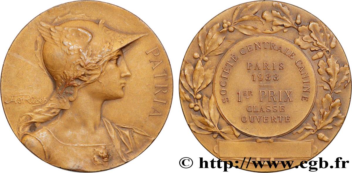 TROISIÈME RÉPUBLIQUE Médaille, PATRIA, Société centrale canine TTB+