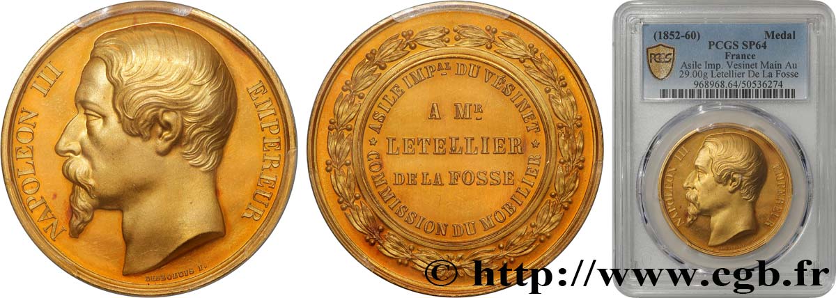 SECOND EMPIRE Médaille, Asile impérial du Vésinet SPL64