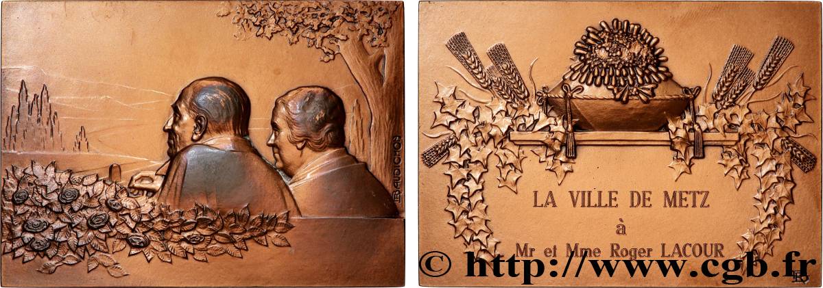 AMOUR ET MARIAGE Plaque, Noces d’or de Monsieur et Madame Lacour TTB+/SUP