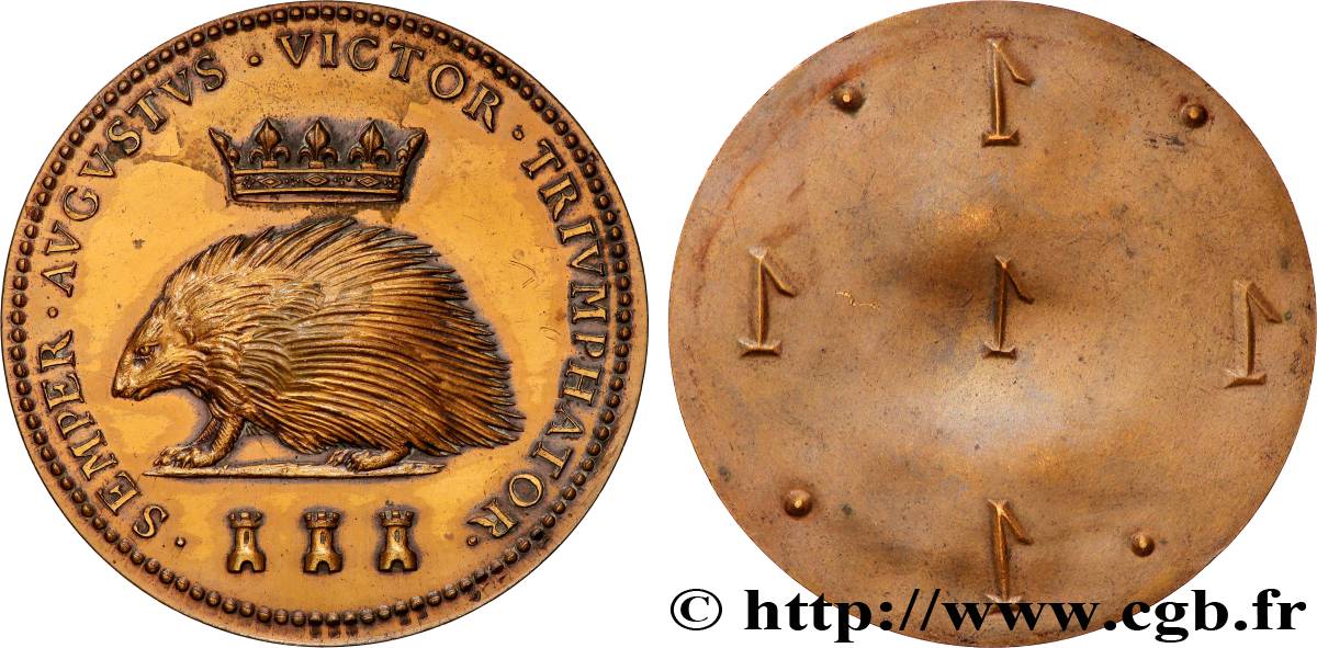 LOUIS XII LE PÈRE DU PEUPLE Médaille, Porc-épic, refrappe, tirage uniface (épreuve) du revers TTB+