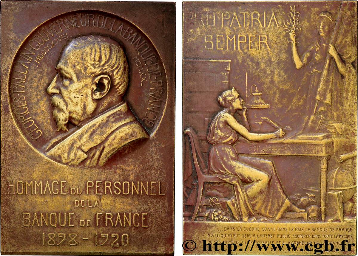 BANQUE DE FRANCE Plaquette, Georges Pallain gouverneur de la Banque de France BB