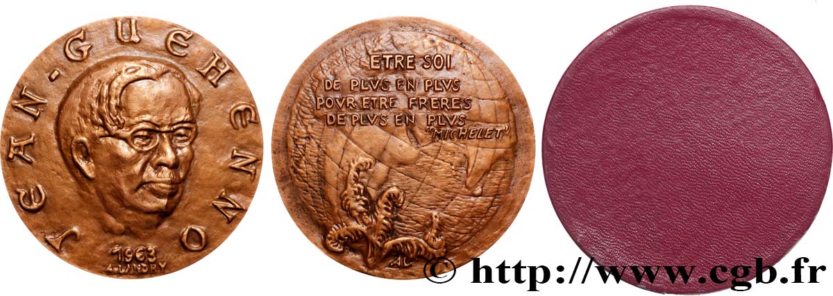 LITERATURE : WRITERS - POETS Médaille, Jean Guéhenno EBC+/EBC