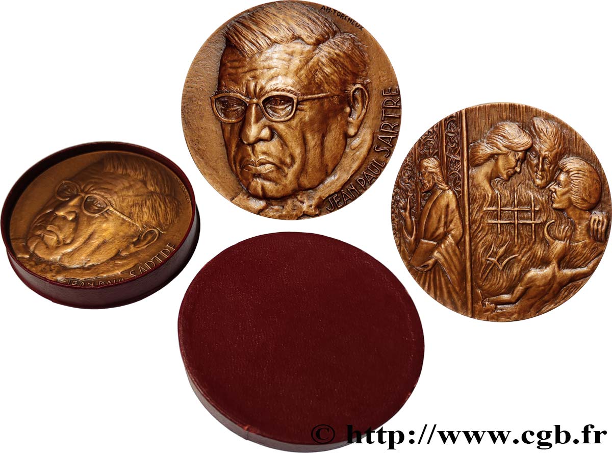 LITERATURE : WRITERS - POETS Médaille, Jean Paul Sartre VZ+