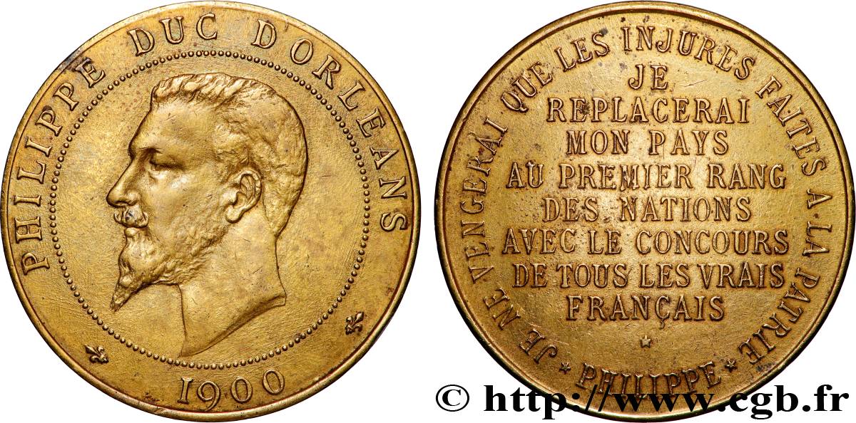 TROISIÈME RÉPUBLIQUE PHILIPPE DUC D’ORLÉANS, frappe médaille module de 10 centimes TTB/TTB+