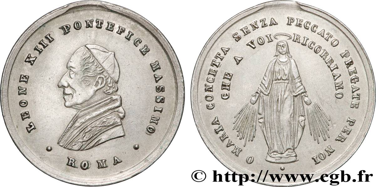 ITALIE - ÉTATS DE L ÉGLISE - LÉON XIII (Vincenzo Gioacchino Pecci) Médaille, Marie conçue sans péchés fVZ