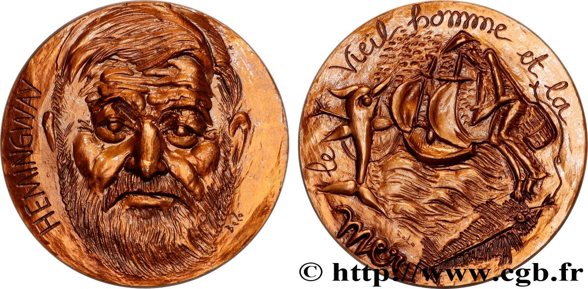 LITERATURE : WRITERS - POETS Médaille, Ernest Hemingway EBC