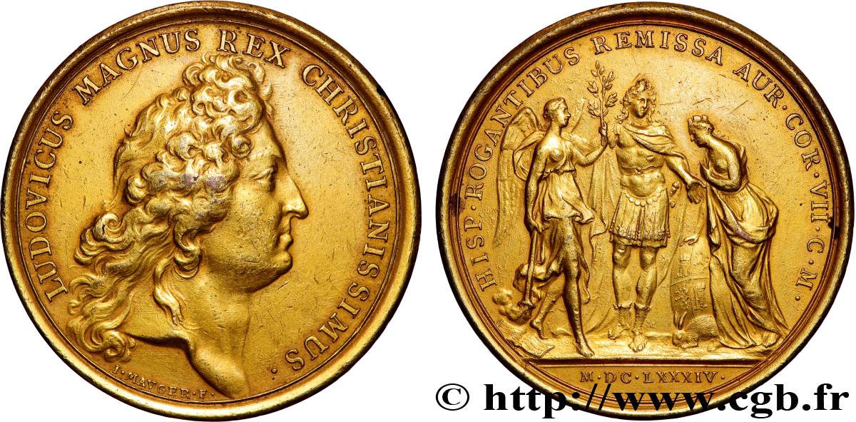 LOUIS XIV  THE SUN KING  Médaille, Remise aux Espagnols des contributions dues AU
