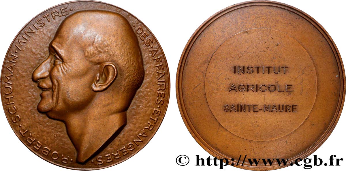 CINQUIÈME RÉPUBLIQUE Médaille, Robert Schuman TTB+