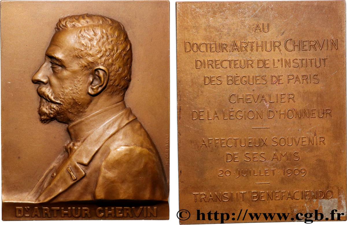 III REPUBLIC Plaquette, Docteur Arthur Chervin AU