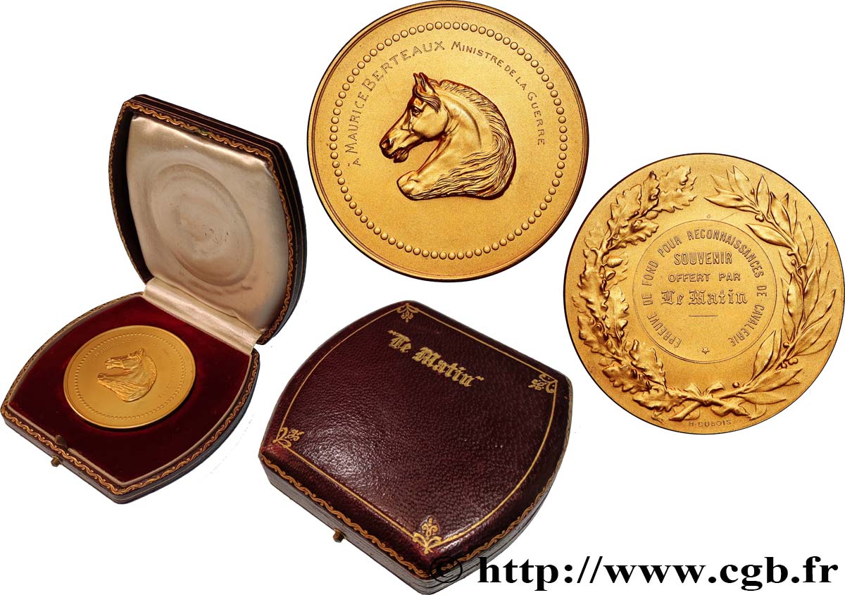 TROISIÈME RÉPUBLIQUE Médaille, Souvenir offert par le Matin, Épreuve de fond pour reconnaissances de cavalerie SUP